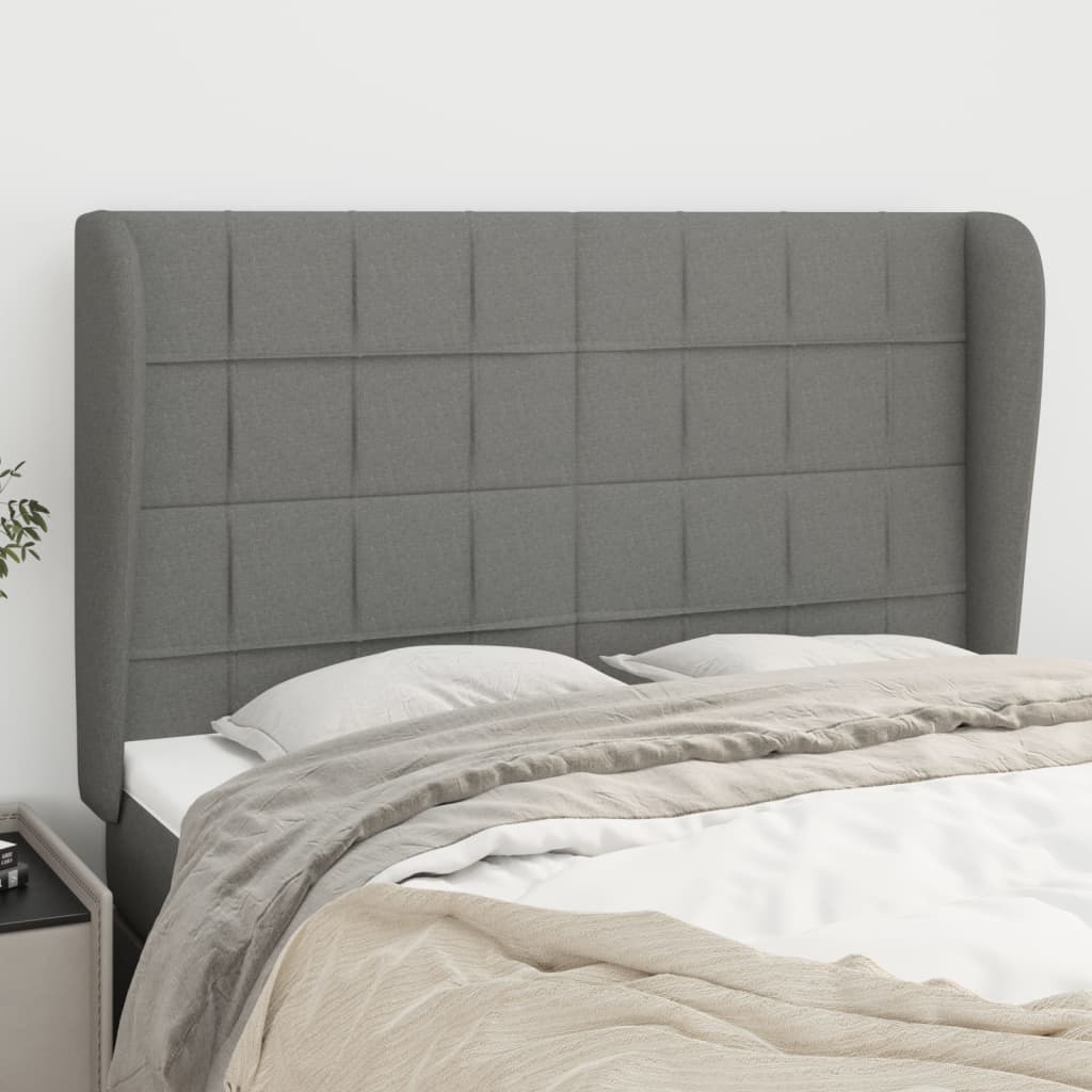 JUNG Vida Kopfteil mit Ohren Dunkelgrau 147x23x118/128 cm Stoff