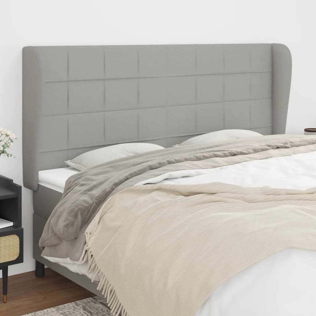 JUNG Vida Kopfteil mit Ohren Hellgrau 203x23x118/128 cm Stoff