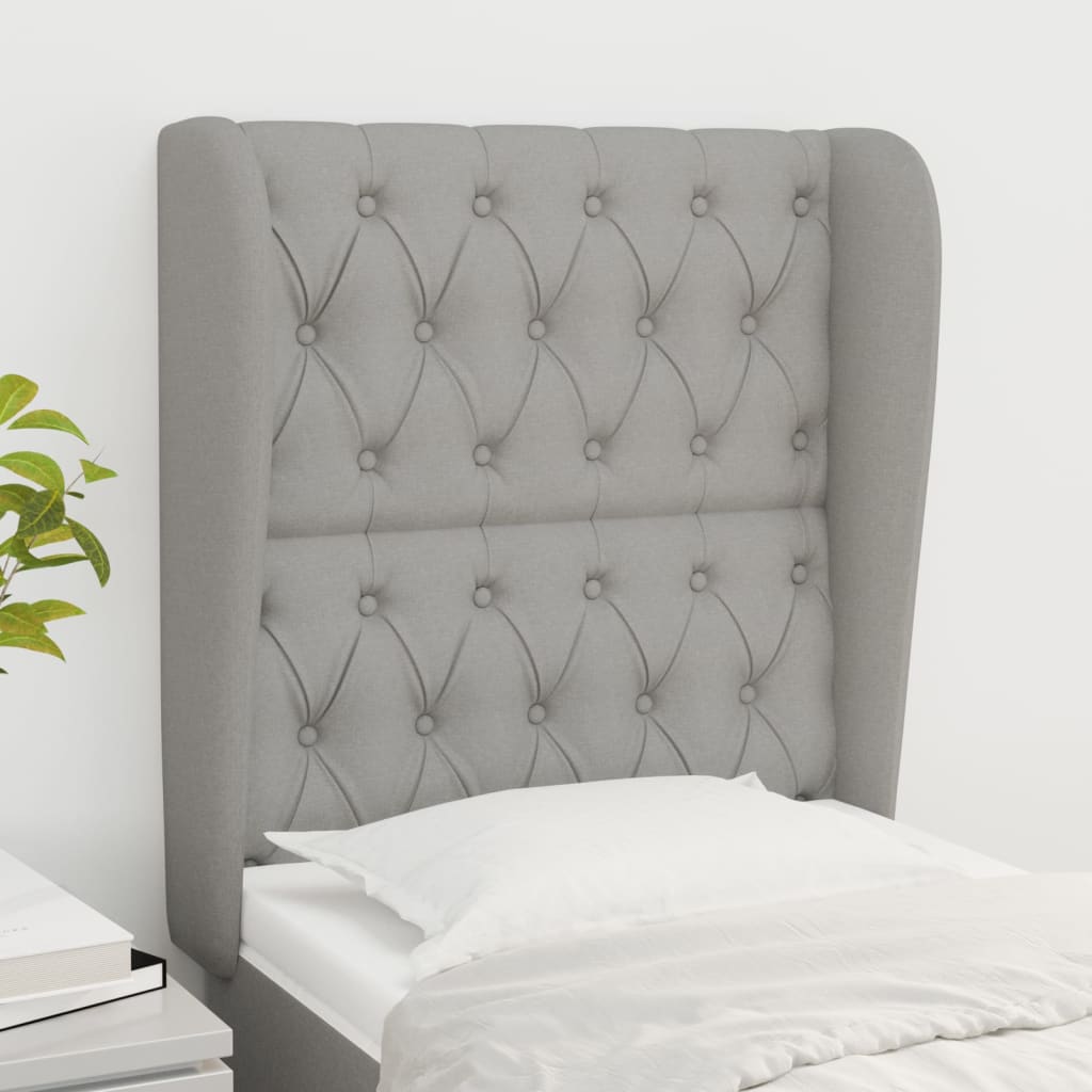 JUNG Vida Kopfteil mit Ohren Hellgrau 83x23x118/128 cm Stoff