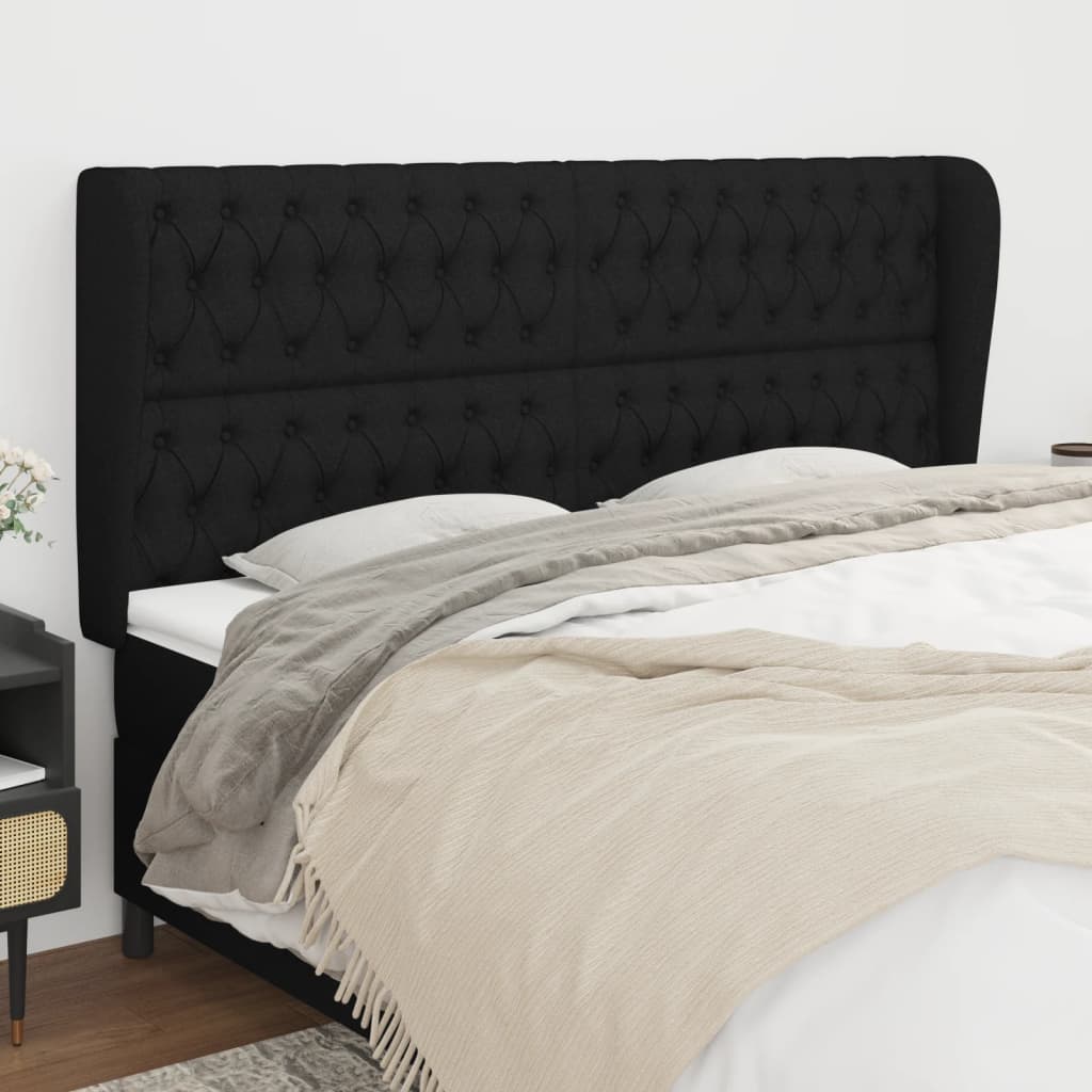 JUNG Vida Kopfteil mit Ohren Schwarz 183x23x118/128 cm Stoff
