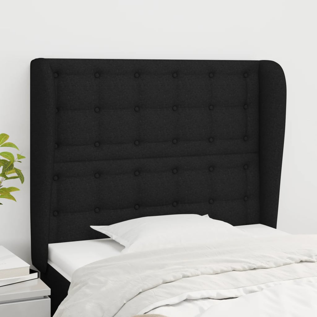 JUNG Vida Kopfteil mit Ohren Schwarz 103x23x118/128 cm Stoff