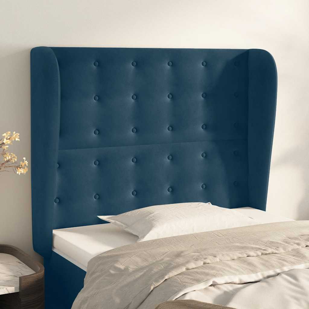 JUNG Vida Kopfteil mit Ohren Dunkelblau 83x23x118/128 cm Samt