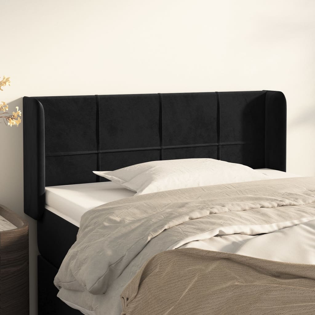 JUNG Vida Kopfteil mit Ohren Schwarz 93x16x78/88 cm Samt