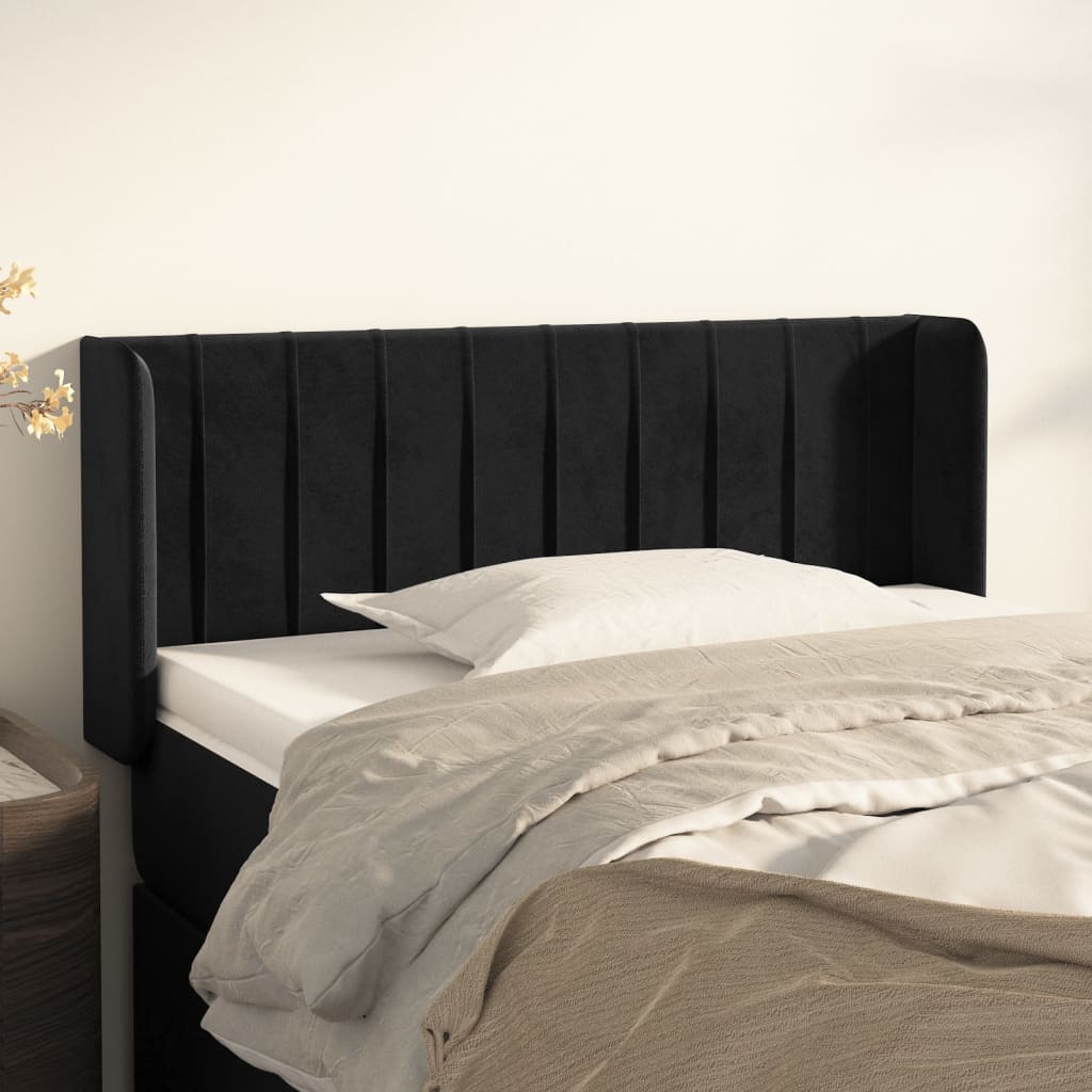 JUNG Vida Kopfteil mit Ohren Schwarz 103x16x78/88 cm Samt