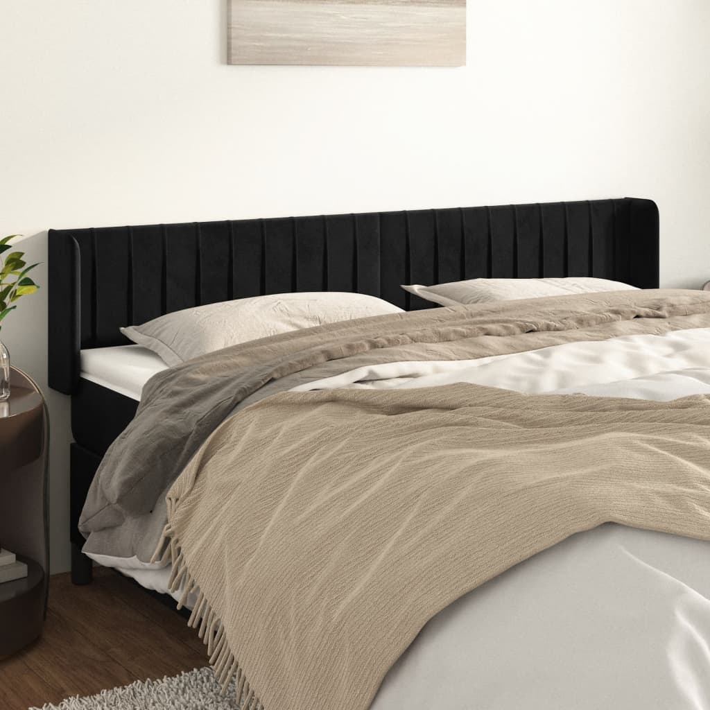JUNG Vida Kopfteil mit Ohren Schwarz 203x16x78/88 cm Samt
