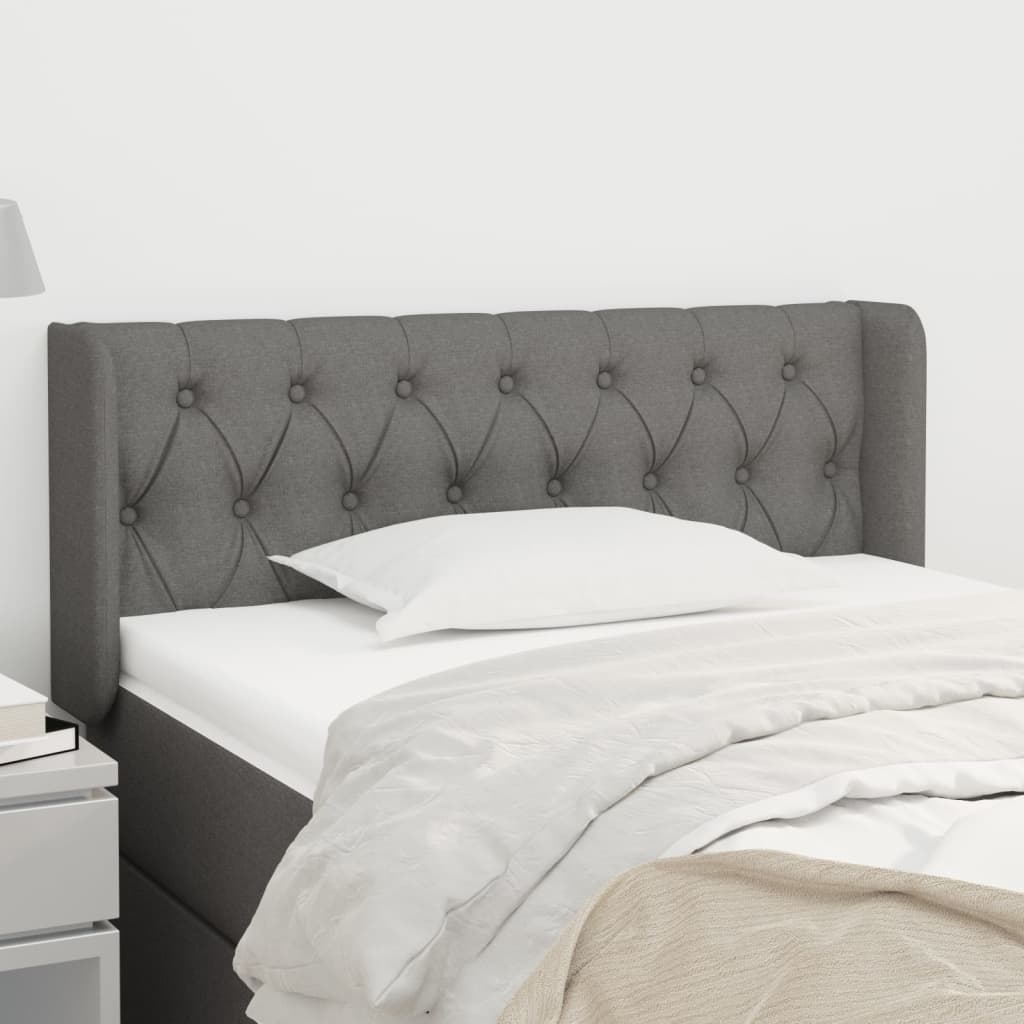 JUNG Vida Kopfteil mit Ohren Dunkelgrau 103x16x78/88 cm Stoff