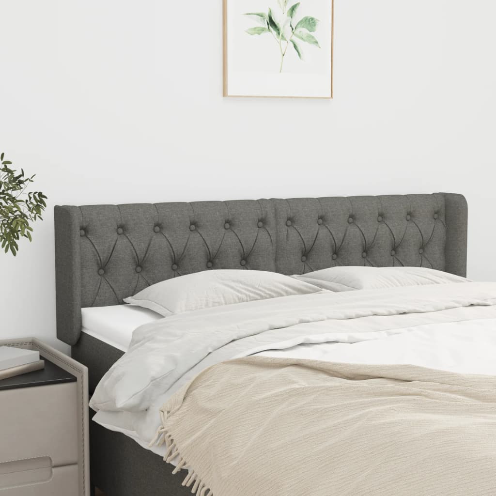 JUNG Vida Kopfteil mit Ohren Dunkelgrau 147x16x78/88 cm Stoff