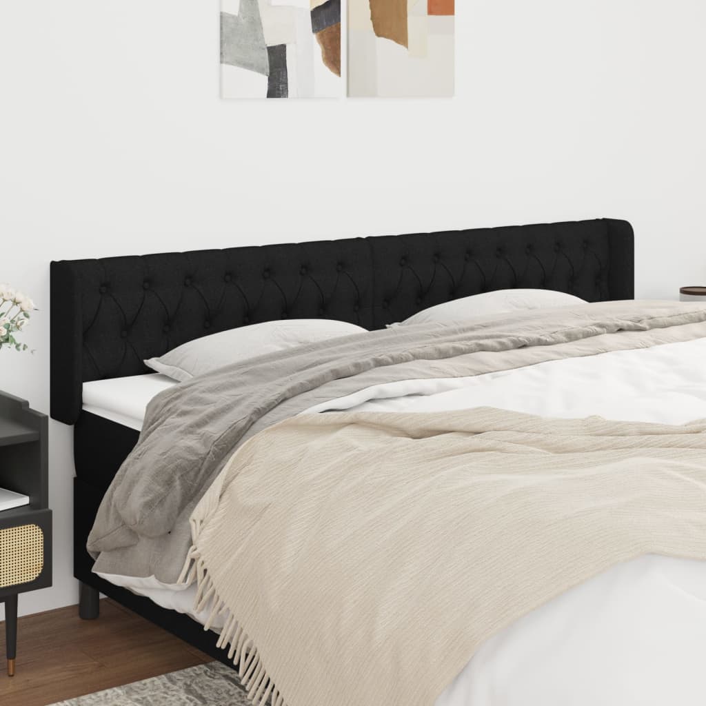 JUNG Vida Kopfteil mit Ohren Schwarz 203x16x78/88 cm Stoff