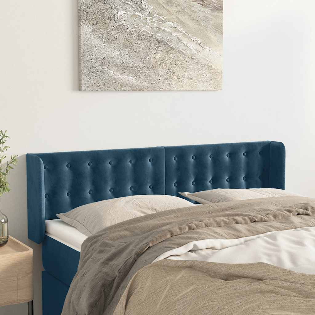 JUNG Vida Kopfteil mit Ohren Dunkelblau 147x16x78/88 cm Samt