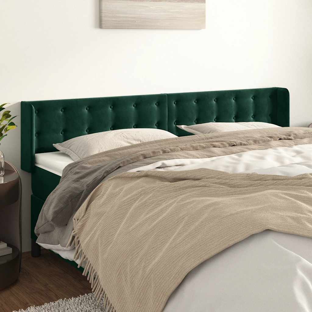 JUNG Vida Kopfteil mit Ohren Dunkelgrün 183x16x78/88 cm Samt