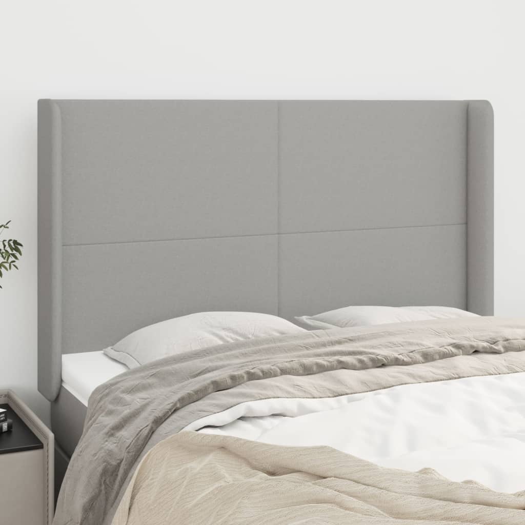 JUNG Vida Kopfteil mit Ohren Hellgrau 147x16x118/128 cm Stoff