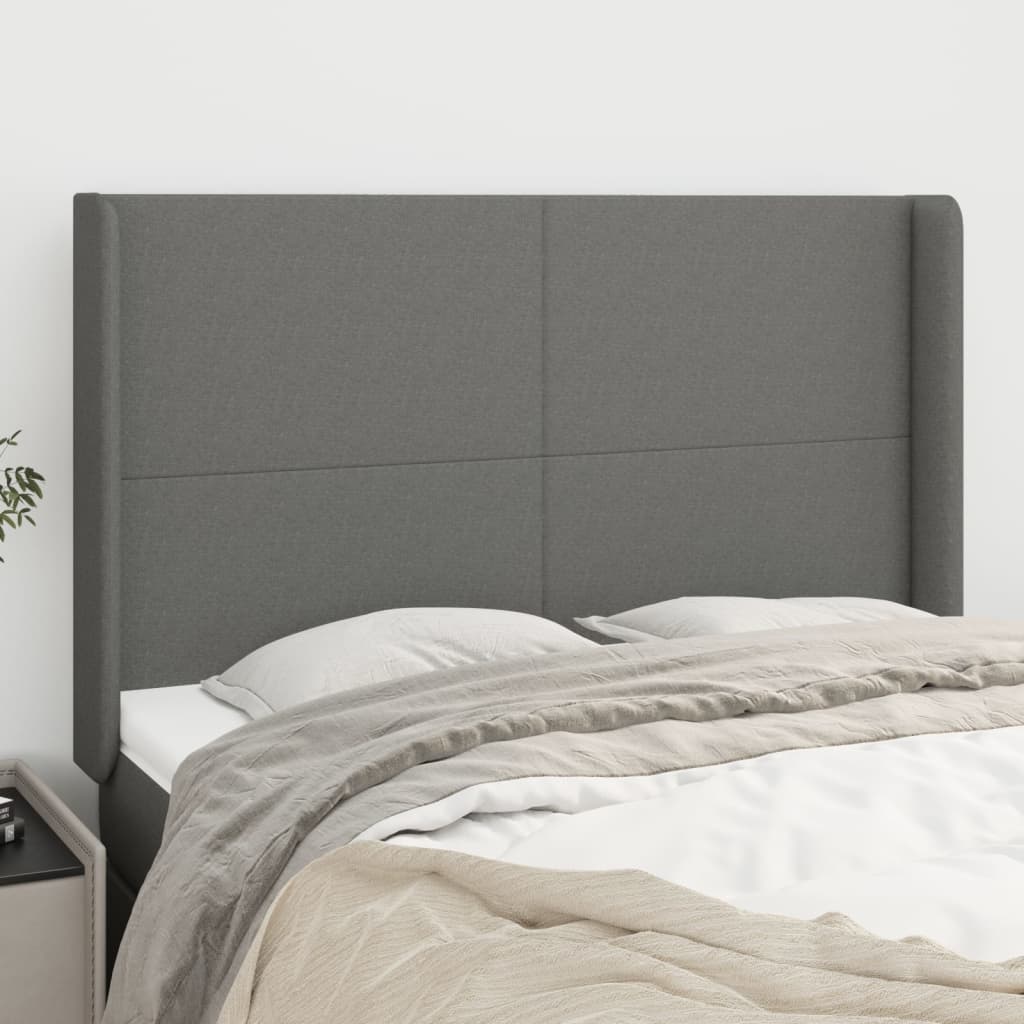 JUNG Vida Kopfteil mit Ohren Dunkelgrau 147x16x118/128 cm Stoff