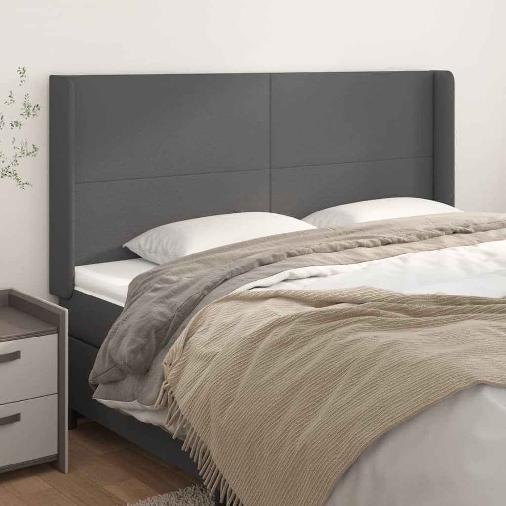 JUNG Vida Kopfteil mit Ohren Grau 203x16x118/128 cm Kunstleder