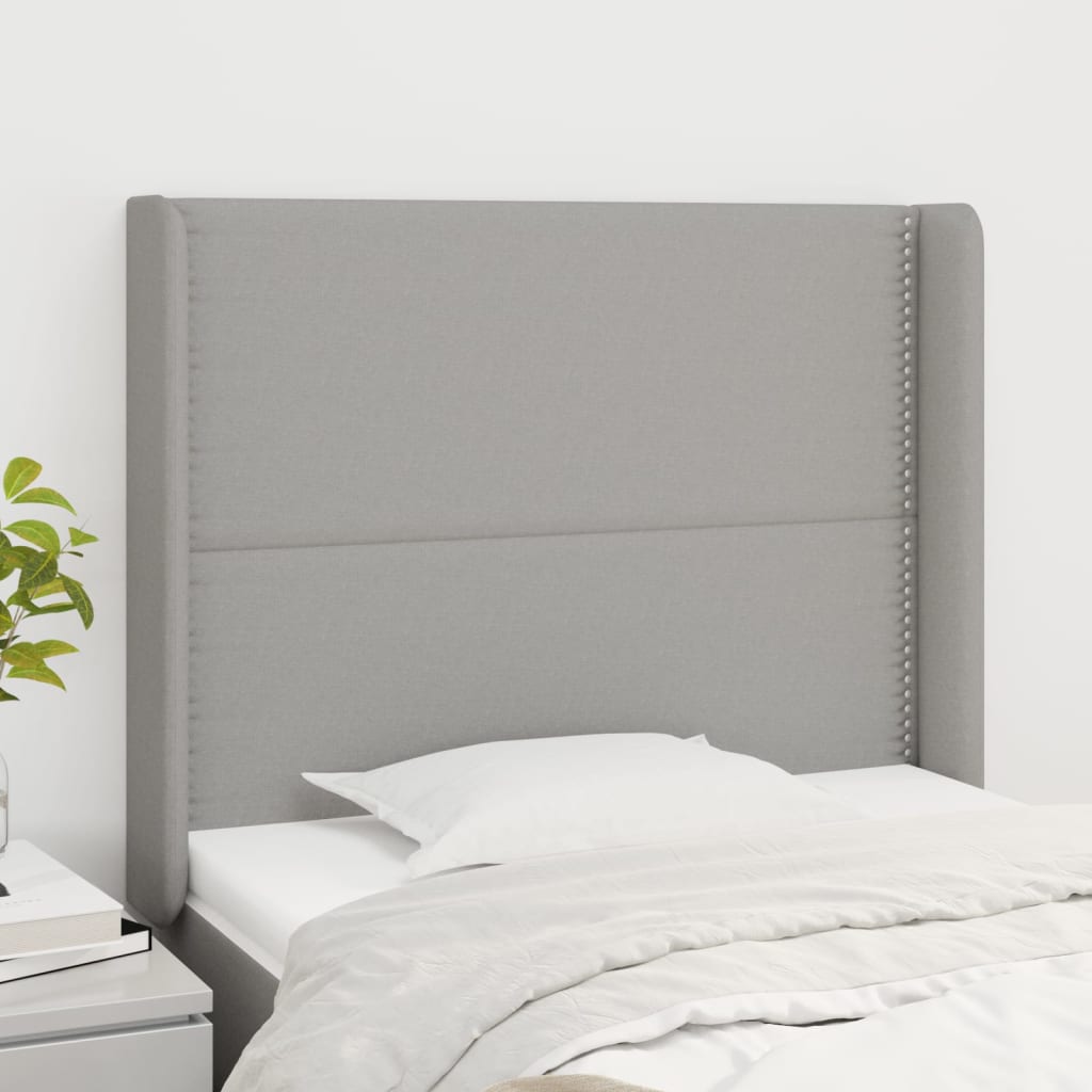 JUNG Vida Kopfteil mit Ohren Hellgrau 93x16x118/128 cm Stoff
