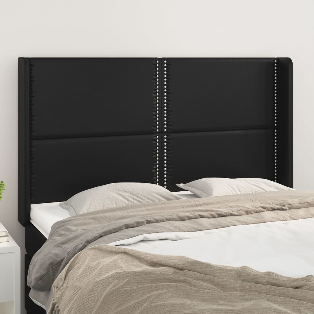 JUNG Vida Kopfteil mit Ohren Schwarz 147x16x118/128 cm Kunstleder