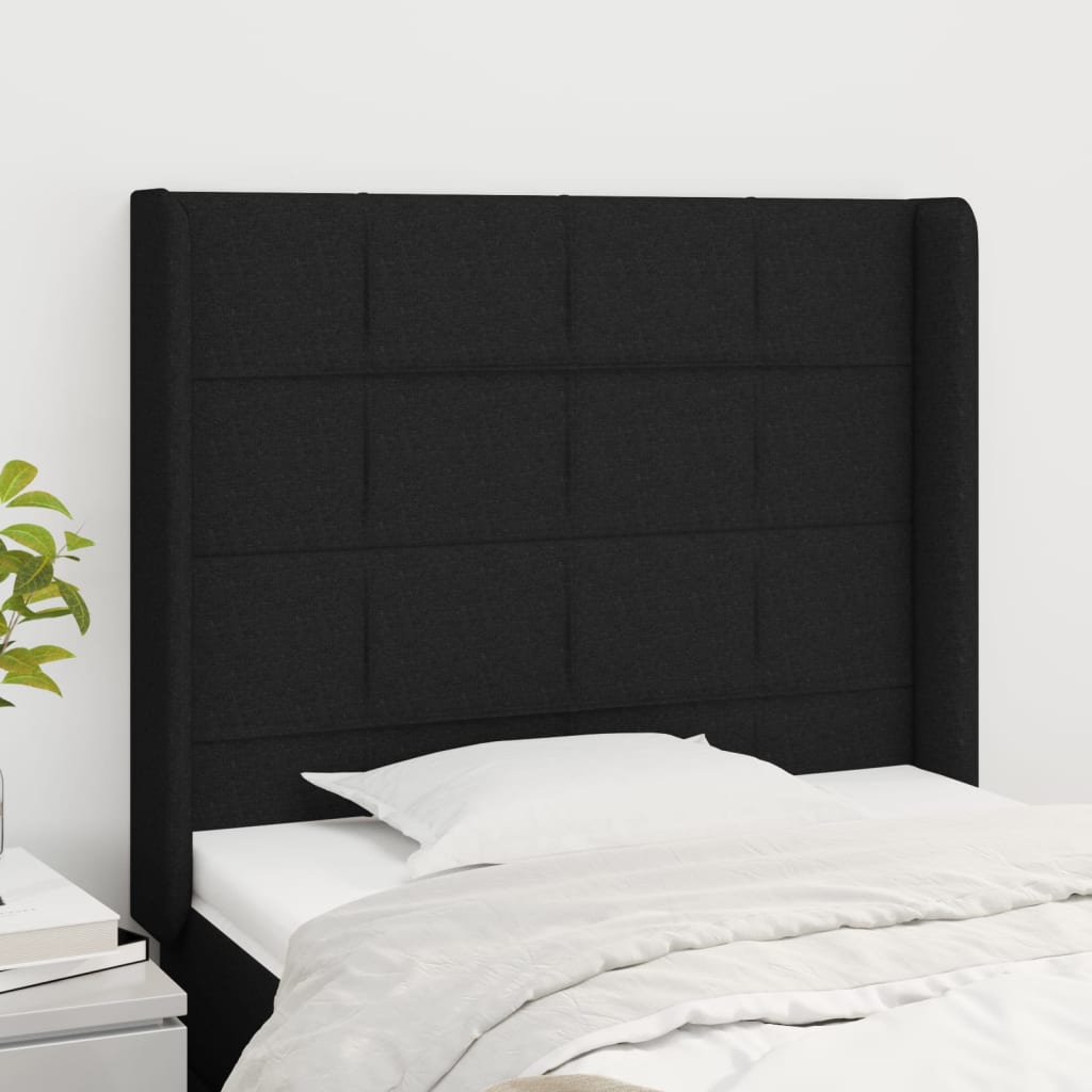 JUNG Vida Kopfteil mit Ohren Schwarz 103x16x118/128 cm Stoff