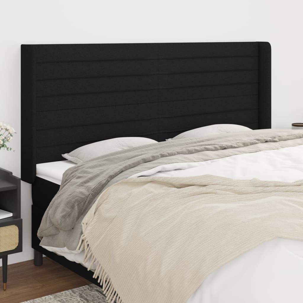 JUNG Vida Kopfteil mit Ohren Schwarz 203x16x118/128 cm Stoff
