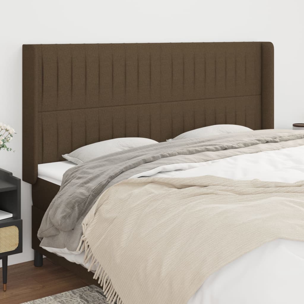 JUNG Vida Kopfteil mit Ohren Dunkelbraun 203x16x118/128 cm Stoff
