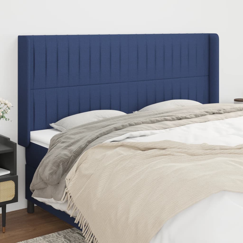 JUNG Vida Kopfteil mit Ohren Blau 203x16x118/128 cm Stoff