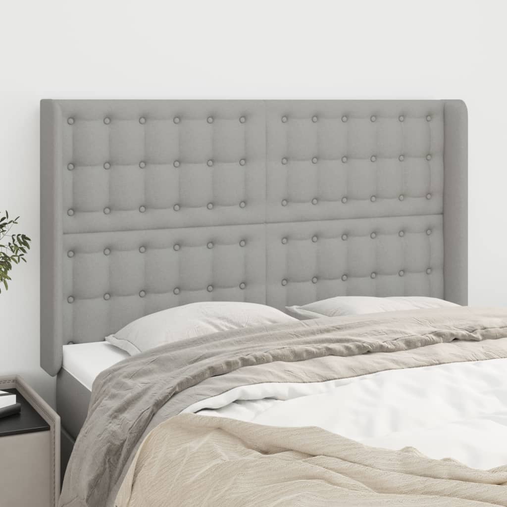 JUNG Vida Kopfteil mit Ohren Hellgrau 147x16x118/128 cm Stoff