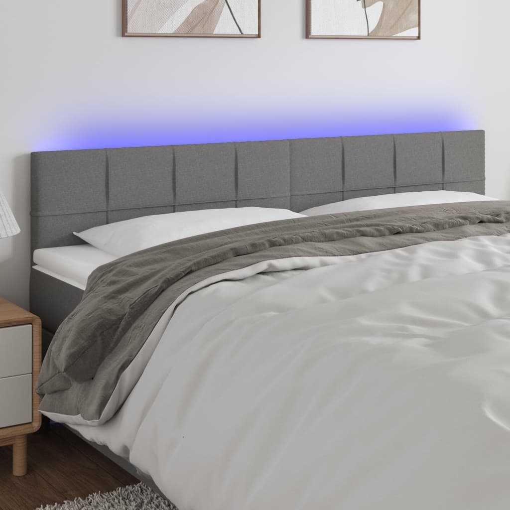 JUNG Vida LED Kopfteil Dunkelgrau 200x5x78/88 cm Stoff