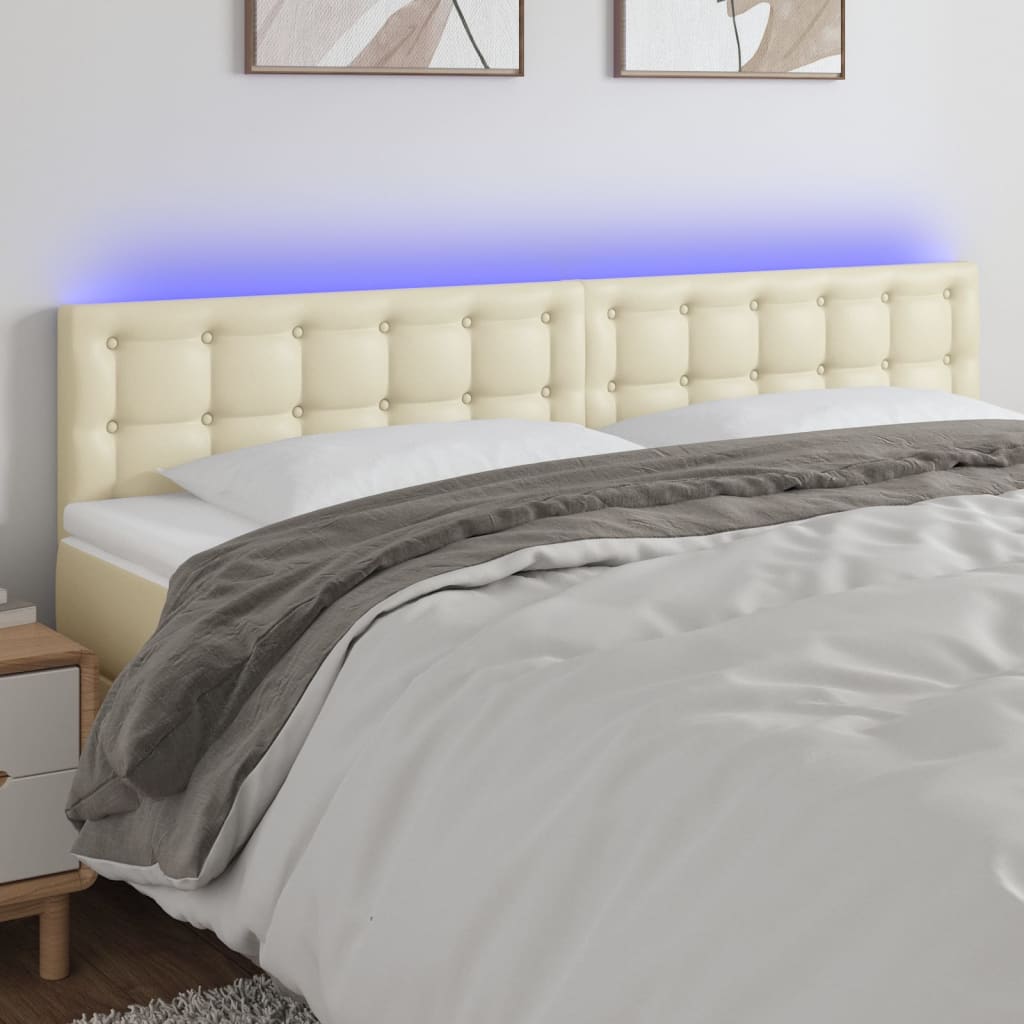 JUNG Vida LED Kopfteil Creme 180x5x78/88 cm Kunstleder