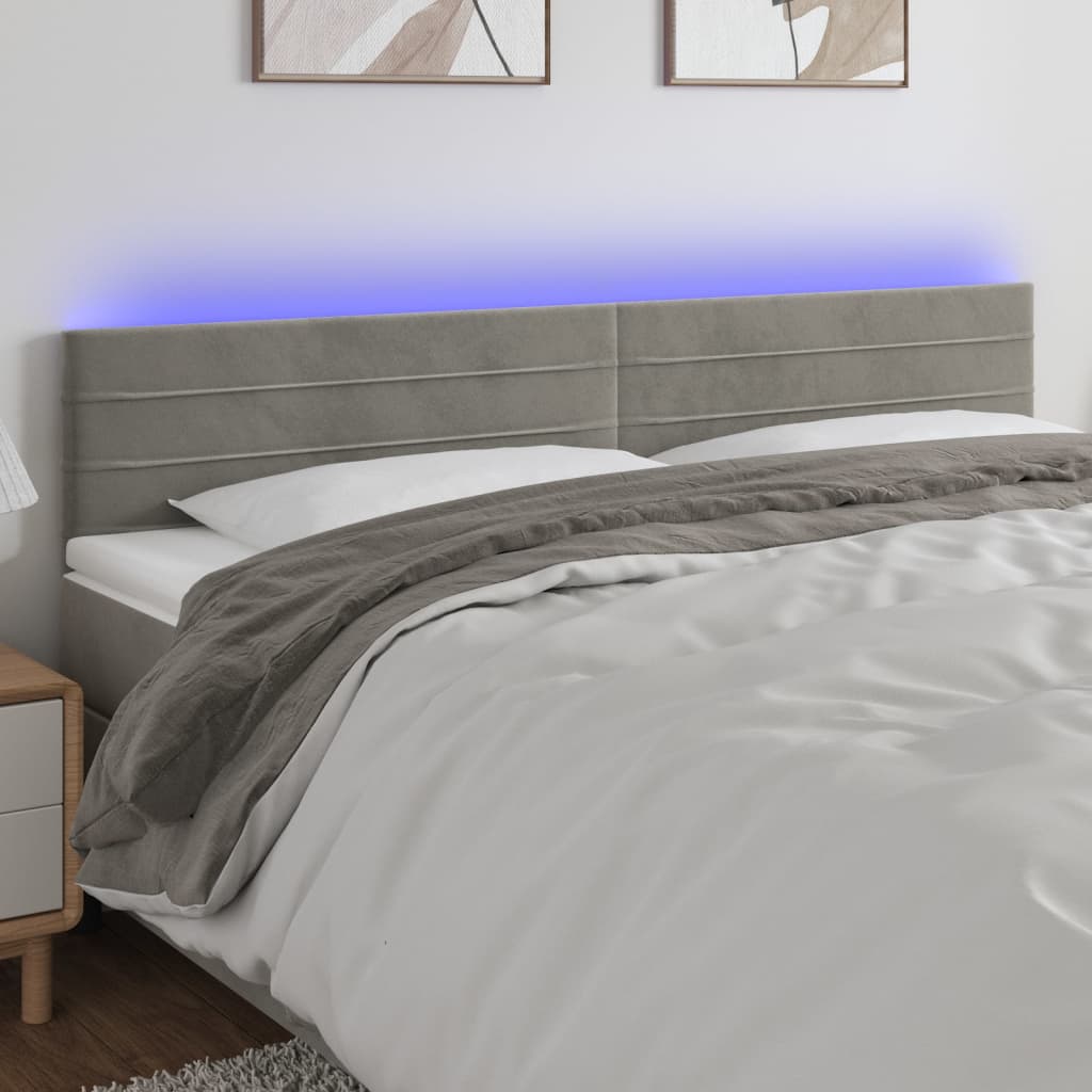 JUNG Vida LED Kopfteil Hellgrau 160x5x78/88 cm Samt