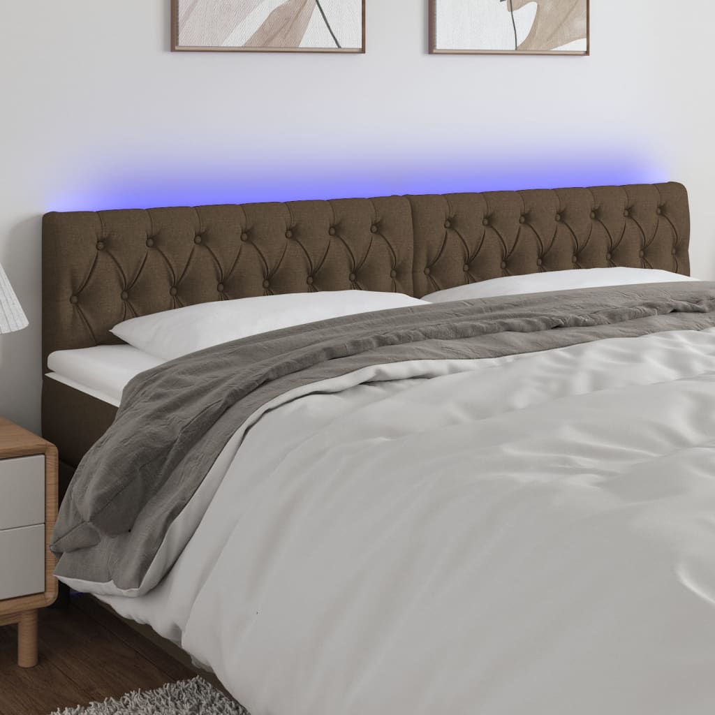 JUNG Vida LED Kopfteil Dunkelbraun 200x7x78/88 cm Stoff