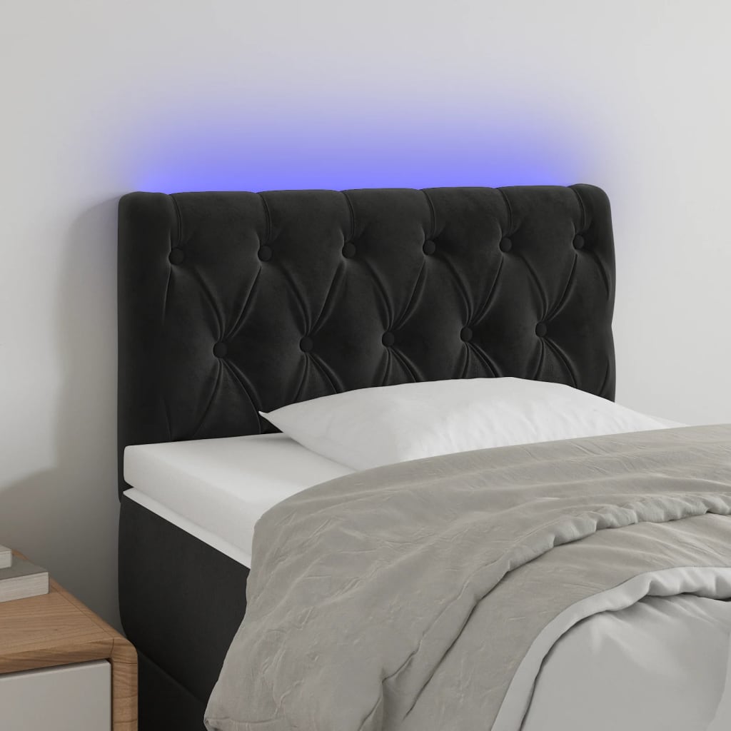 JUNG Vida LED Kopfteil Schwarz 80x7x78/88 cm Samt