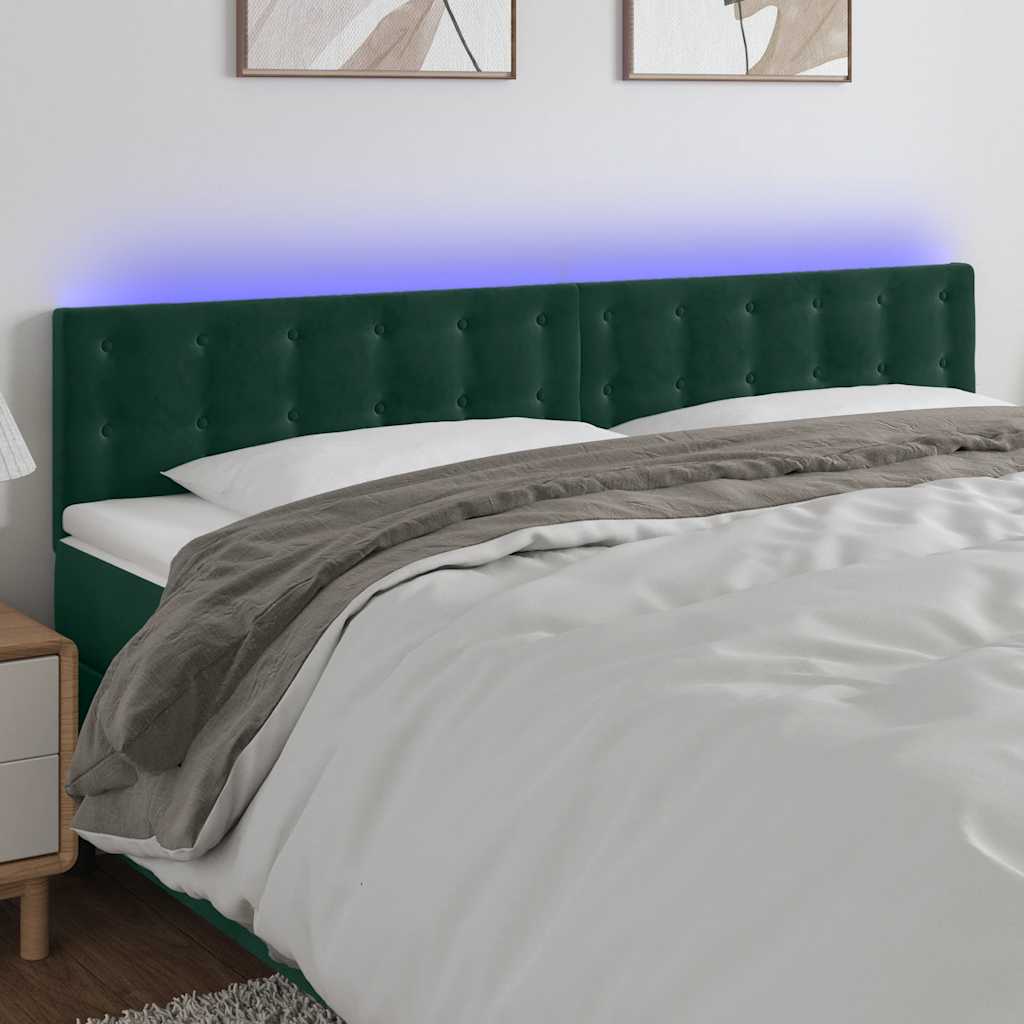 JUNG Vida LED Kopfteil Dunkelgrün 200x5x78/88 cm Samt