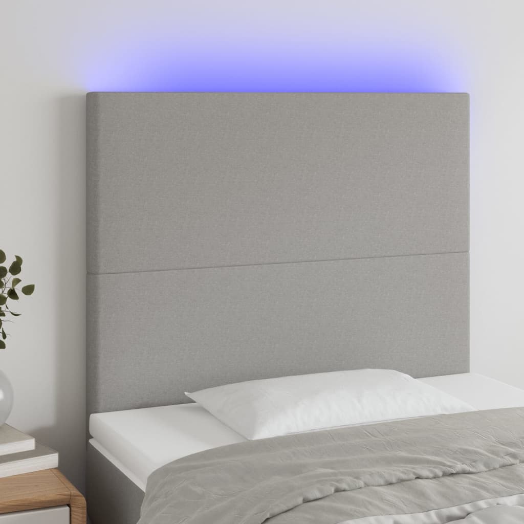 JUNG Vida LED Kopfteil Hellgrau 80x5x118/128 cm Stoff