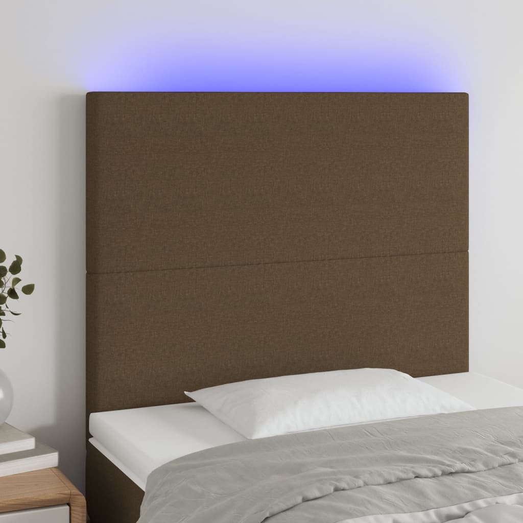 JUNG Vida LED Kopfteil Dunkelbraun 80x5x118/128 cm Stoff
