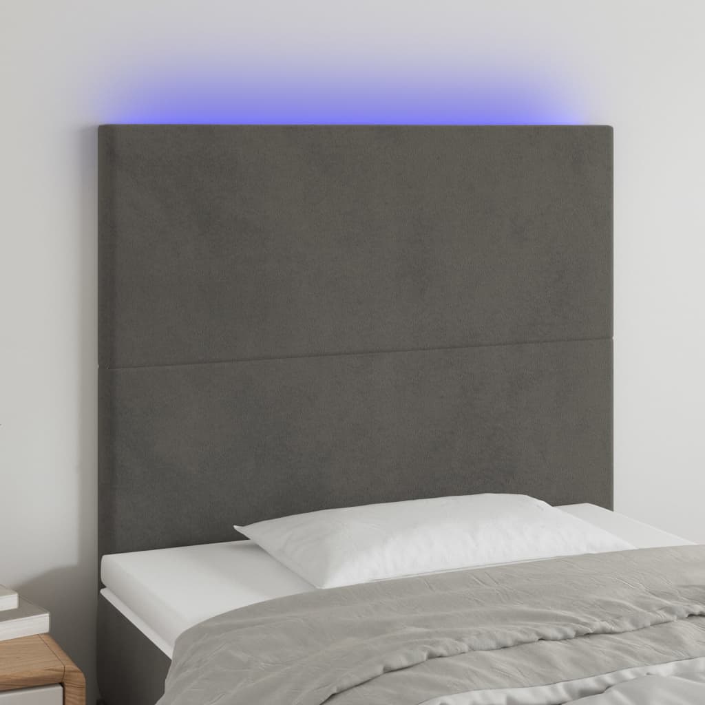 JUNG Vida LED Kopfteil Dunkelgrau 80x5x118/128 cm Samt
