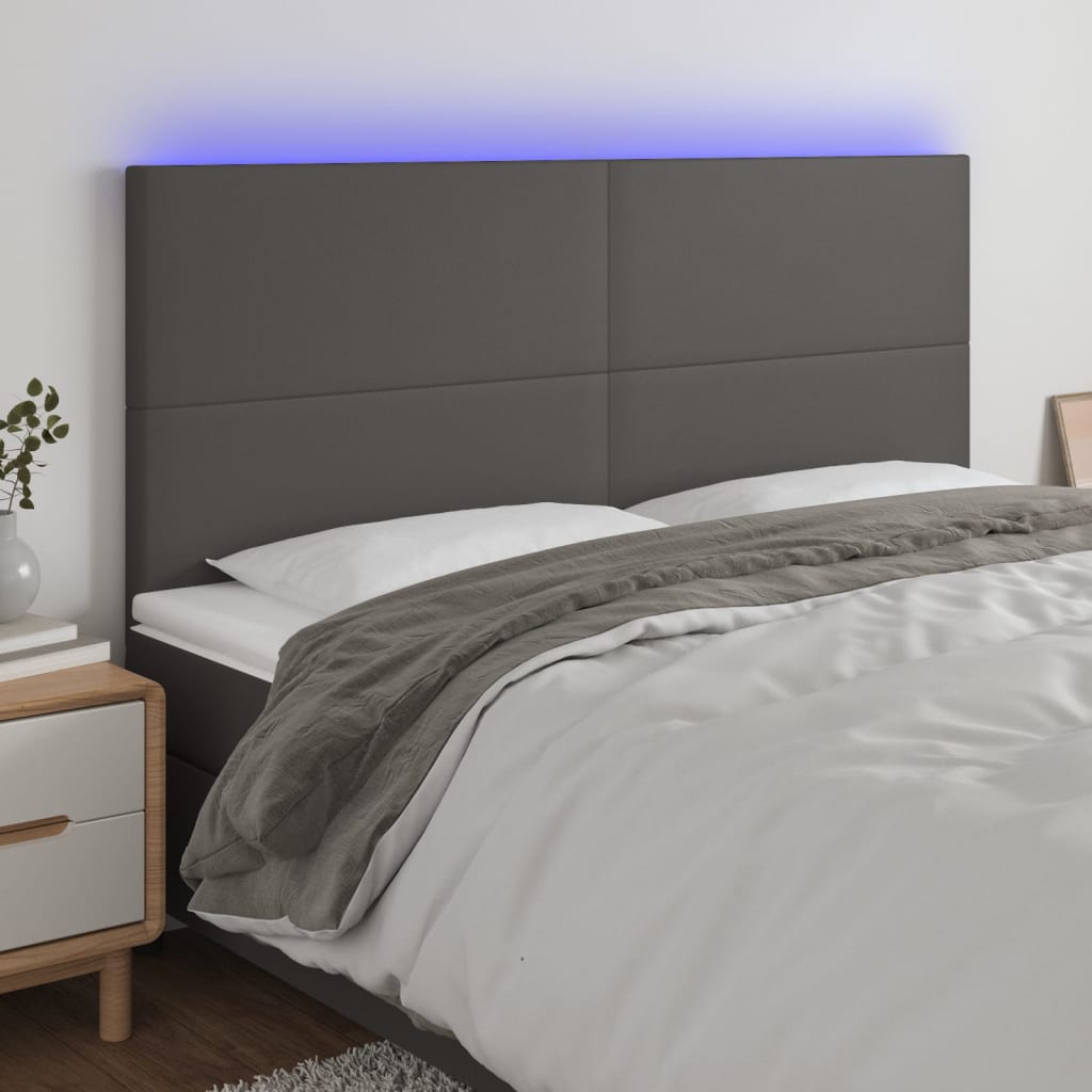 JUNG Vida LED Kopfteil Grau 160x5x118/128 cm Kunstleder