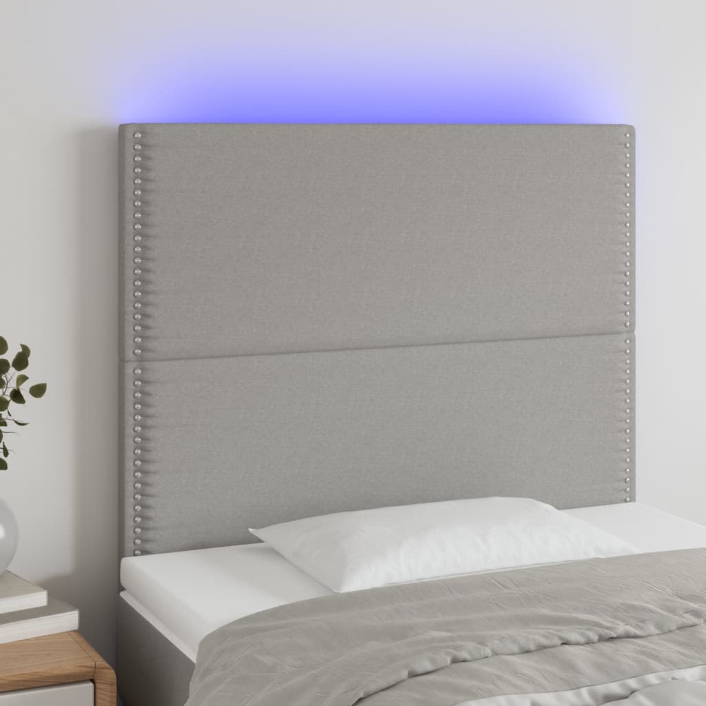 JUNG Vida LED Kopfteil Hellgrau 100x5x118/128 cm Stoff