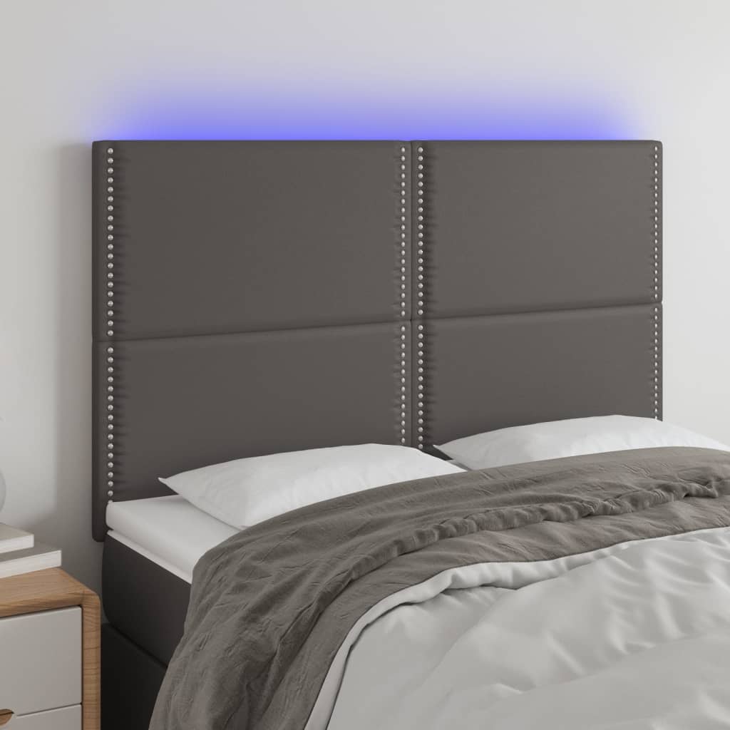 JUNG Vida LED Kopfteil Grau 144x5x118/128 cm Kunstleder