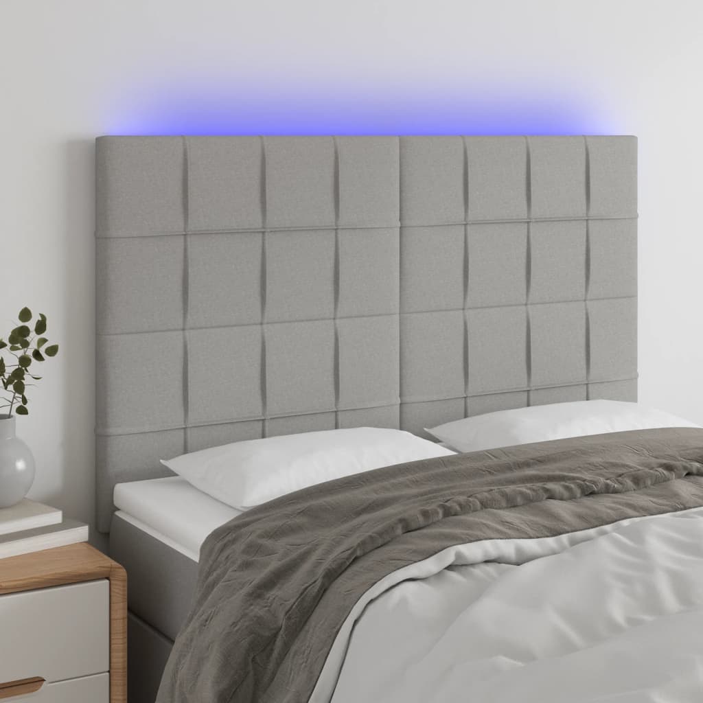 JUNG Vida LED Kopfteil Hellgrau 144x5x118/128 cm Stoff