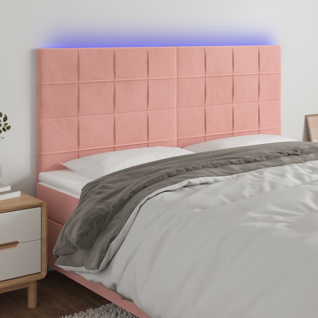 JUNG Vida LED Kopfteil Rosa 200x5x118/128 cm Samt