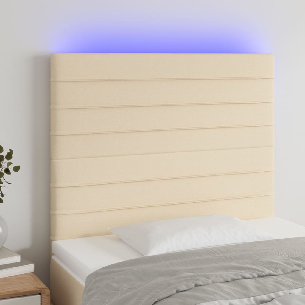JUNG Vida LED Kopfteil Creme 80x5x118/128 cm Stoff