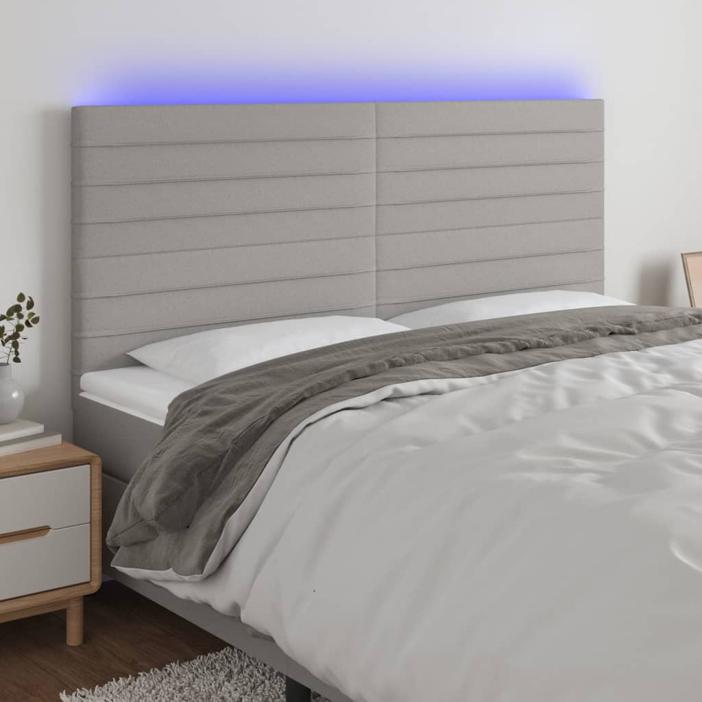 JUNG Vida LED Kopfteil Hellgrau 160x5x118/128 cm Stoff