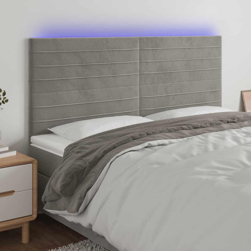 JUNG Vida LED Kopfteil Hellgrau 180x5x118/128 cm Samt