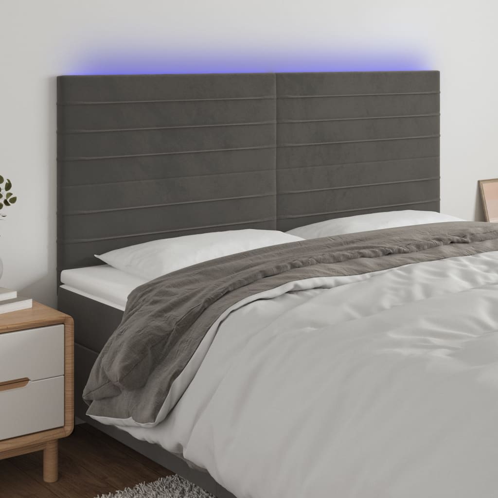 JUNG Vida LED Kopfteil Dunkelgrau 180x5x118/128 cm Samt