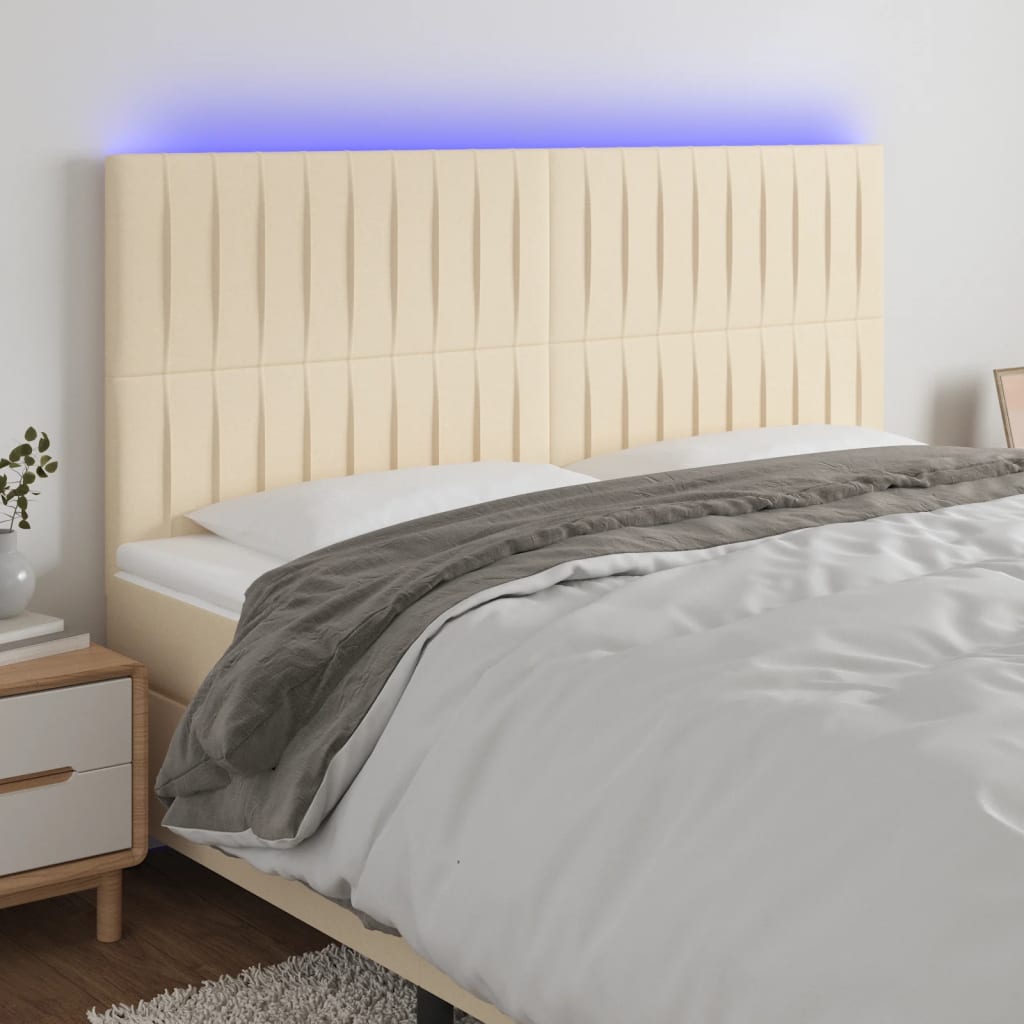 JUNG Vida LED Kopfteil Creme 200x5x118/128 cm Stoff