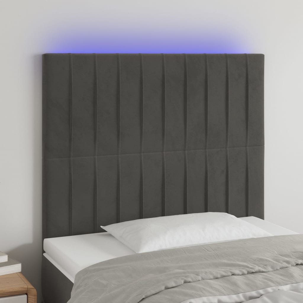 JUNG Vida LED Kopfteil Dunkelgrau 100x5x118/128 cm Samt