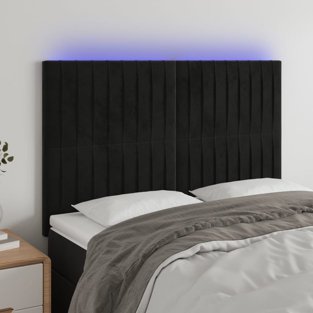 JUNG Vida LED Kopfteil Schwarz 144x5x118/128 cm Samt