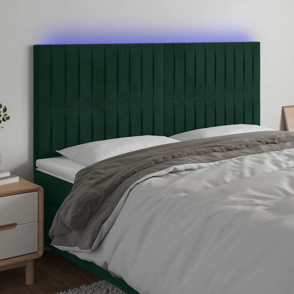 JUNG Vida LED Kopfteil Dunkelgrün 160x5x118/128 cm Samt