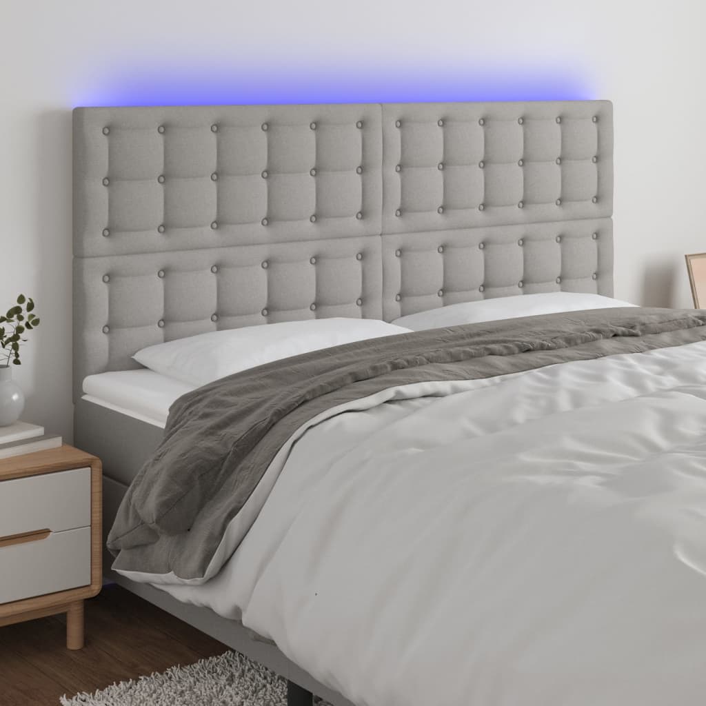 JUNG Vida LED Kopfteil Hellgrau 160x5x118/128 cm Stoff