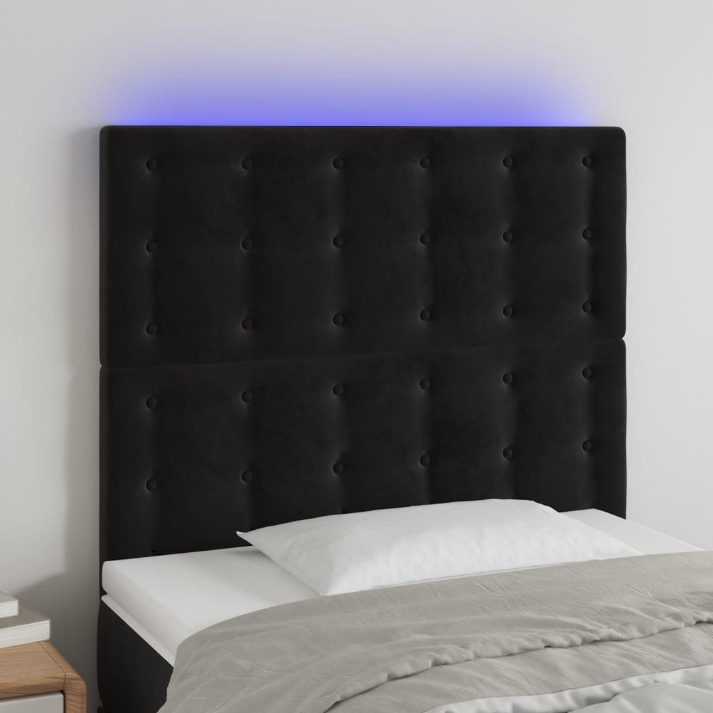 JUNG Vida LED Kopfteil Schwarz 90x5x118/128 cm Samt