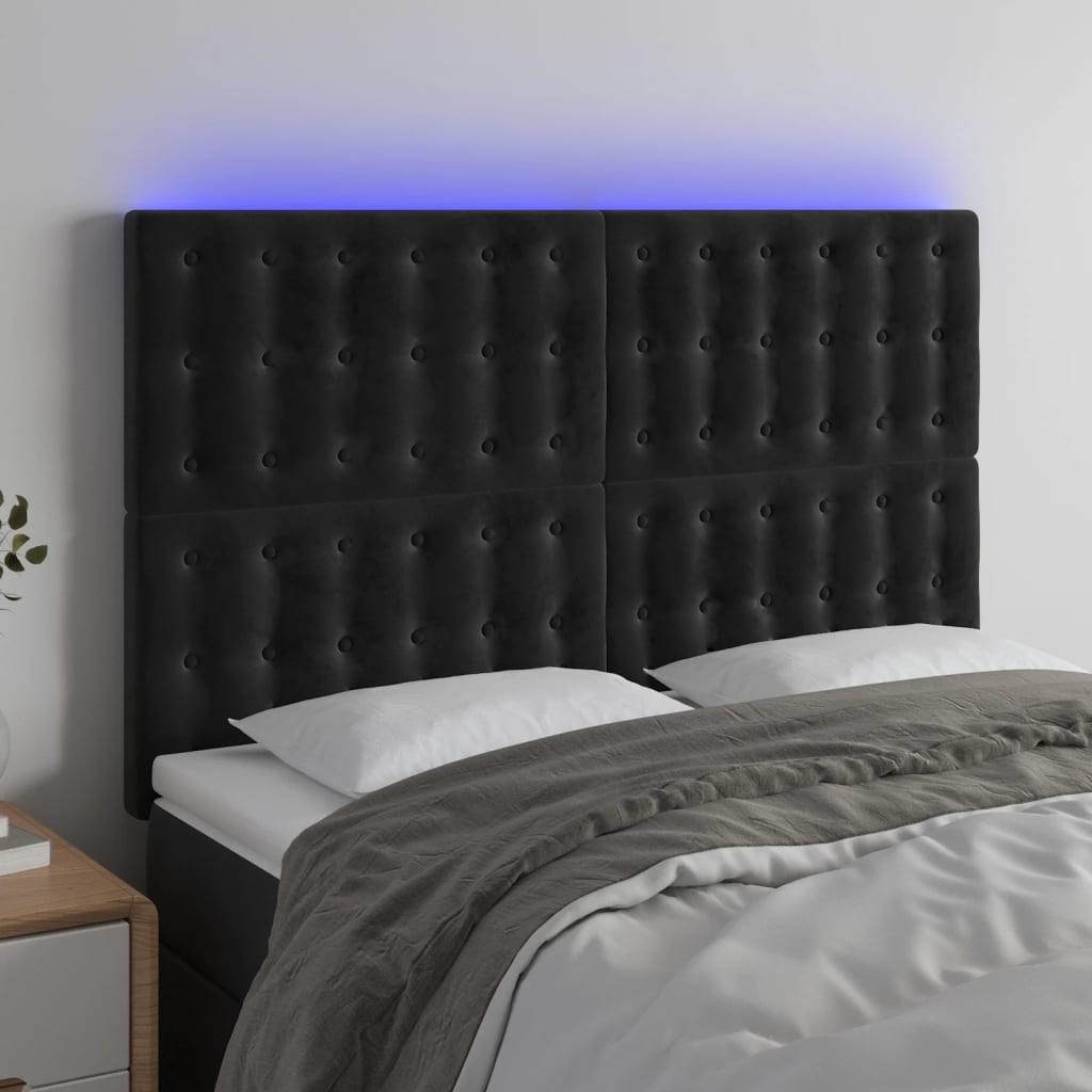 JUNG Vida LED Kopfteil Schwarz 144x5x118/128 cm Samt