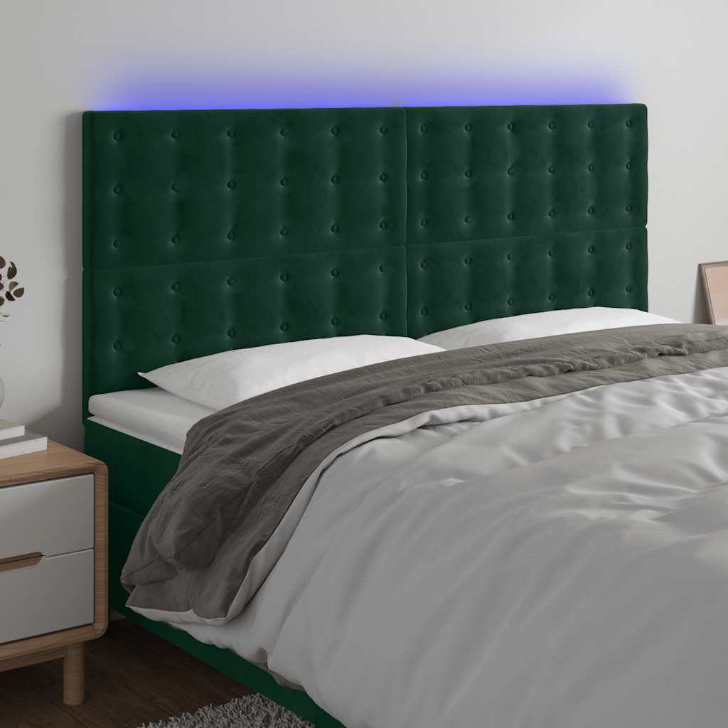 JUNG Vida LED Kopfteil Dunkelgrün 160x5x118/128 cm Samt